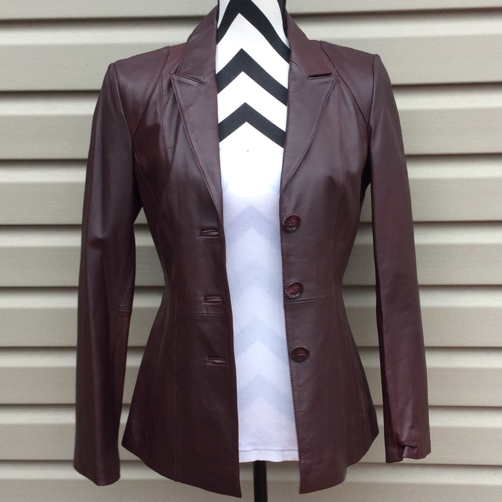 New Neiman Marcus Exclusive Fitted Leather Blazer - Picture 3 of 11